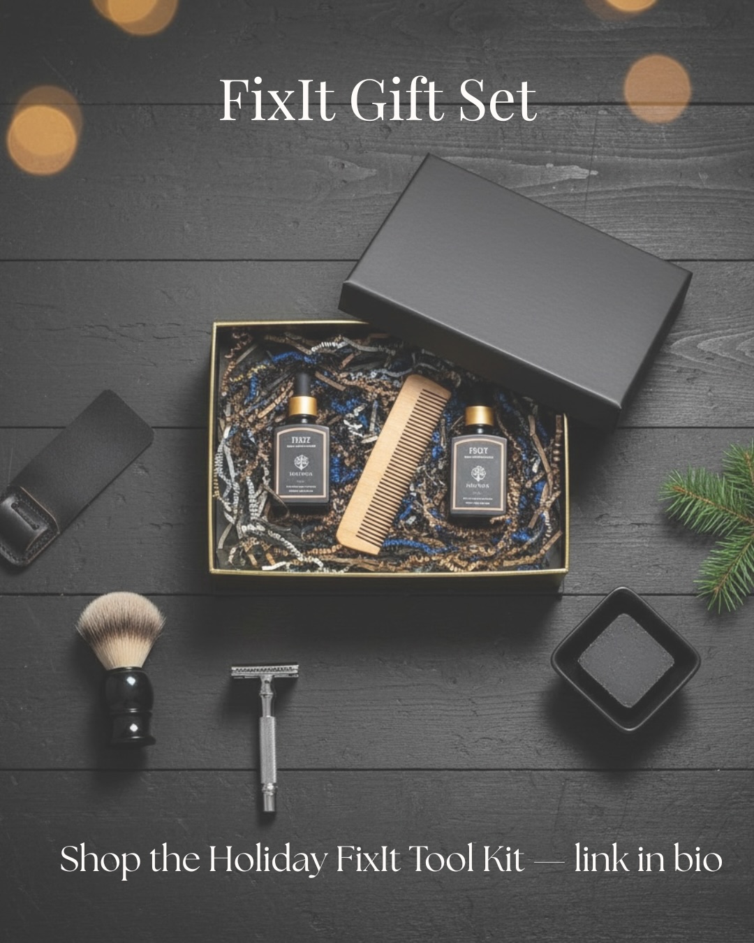 FixIT works because men lose lipids faster — through shaving, workouts, outdoor exposure, and daily stress.
FixIT puts the right lipids back.
Omega-6 → hydration + barrier support
Omega-9 → softness + beard flexibility
Fast-absorbing lipids → no grease
One product. Everywhere it matters.
The result: Softer beard. Calmer skin. Less itch. More comfort. Zero fuss.
Also supports a calming, sensory grooming experience without artificial fragrance.
Formulated for reactive skin and the barbers who need safe, effective backbar oils.
FixIT Tool Kit — Holiday Edition
Two full-size FixIT oils + Bamboo Grooming Comb
Limited Edition. US Only.
Tap the link in bio to shop.
Comment MANLY and we’ll DM you the ingredient breakdown.
#MensGrooming #BeardCareRoutine #BeardHealth #SkinHealthForMen #MensSkinCareTips #GroomingEssentials #HealthyBeard
#BeardCareMatters #HydratedSkin #MensSkinBarrier #HormoneSafeSkincare #ResultsbyNature